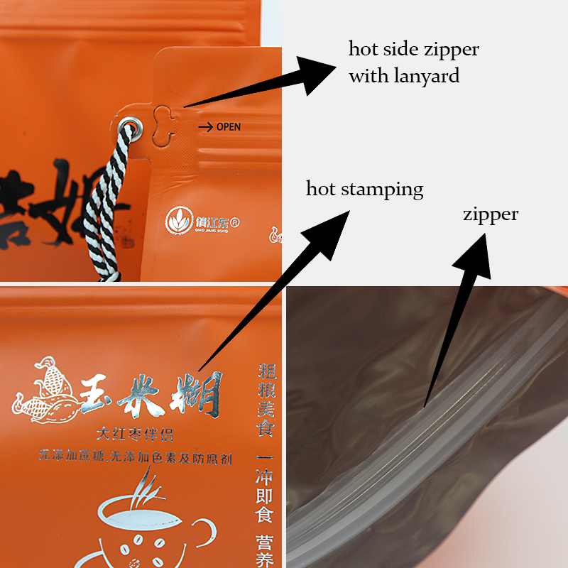Wholesale Stock Micro-customization Hot Stamping Mylar Plastic 250g 500g Flat Bottom Coffee Bag With Lanyard Factory, Factories