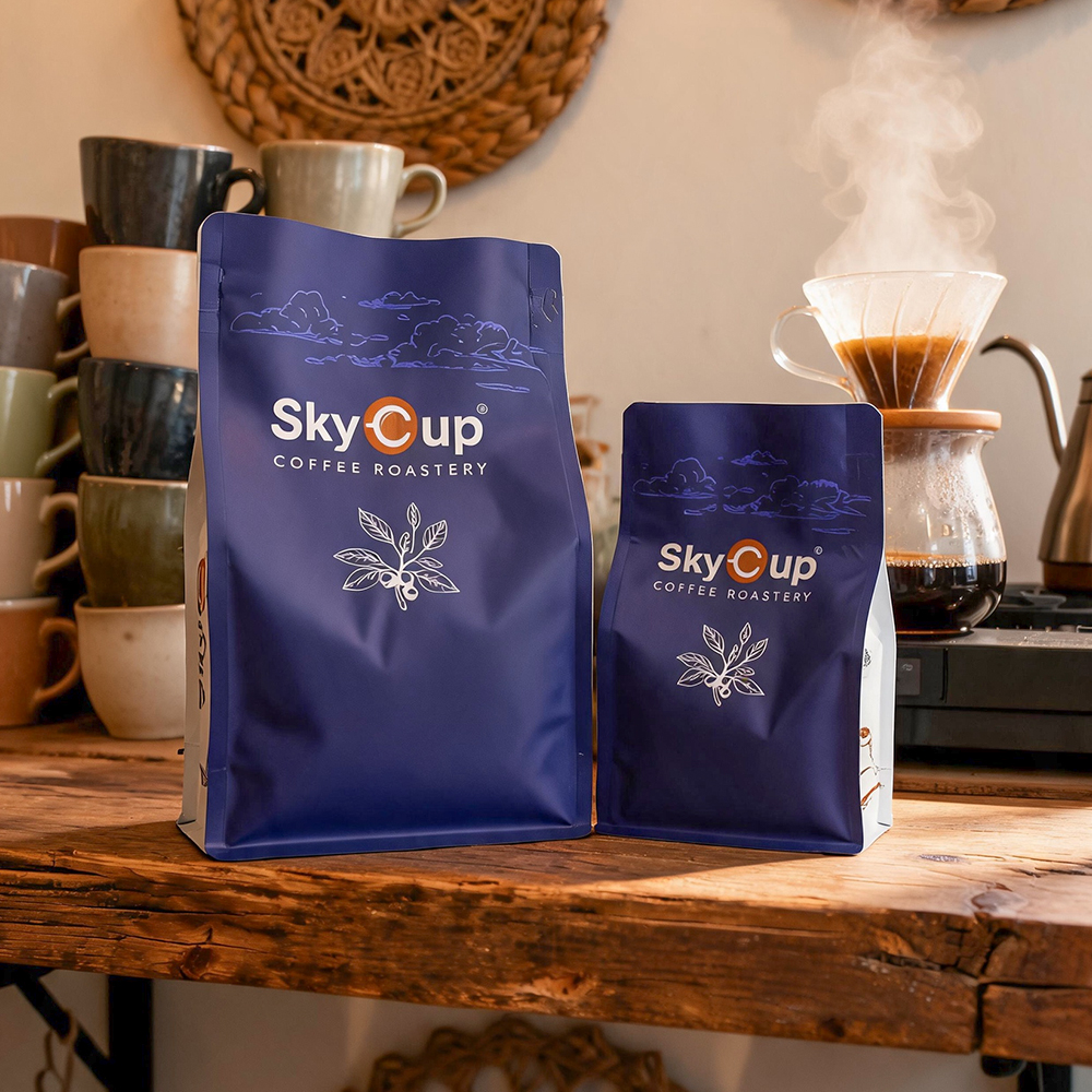 Custom Wholesale Custom Printed Matte Flat Bottom Coffee Bag with Side Pocket Zipper & Valve Supplier, Factories