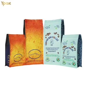 China Custom Recyclable Rough Matte Finish Flat Bottom Coffee Pouch Bags