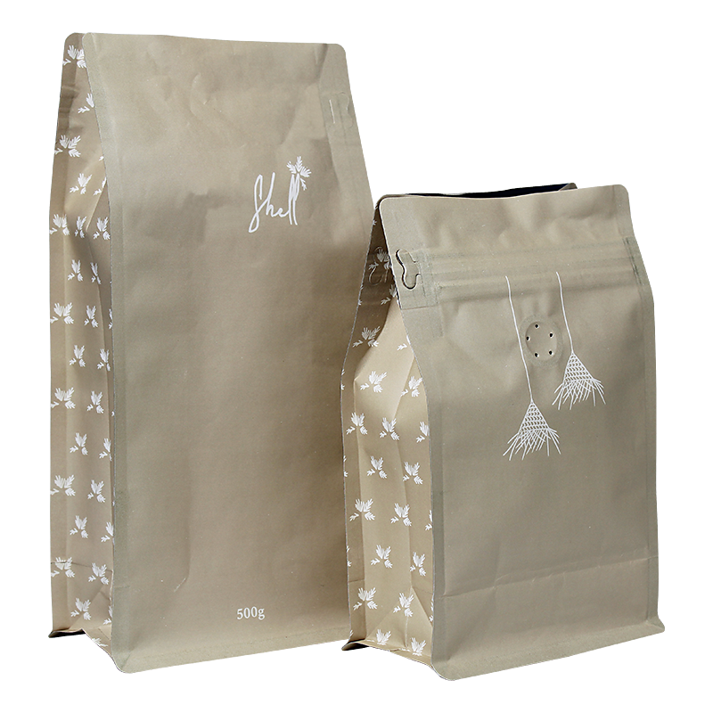 China Compostable Matte Mylar Kraft Paper Coffee Bag Set Packaging With Zipper Suppliers, Factory