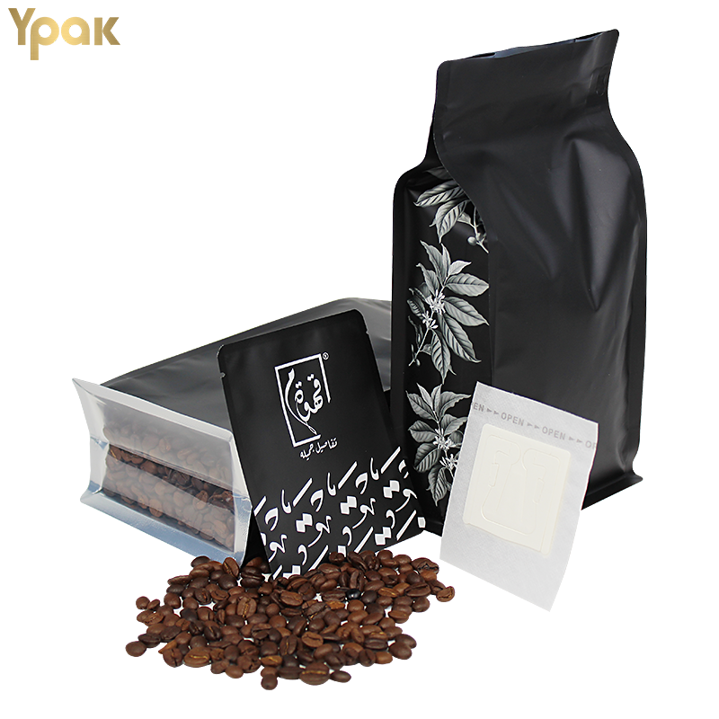 China Custom Mylar Compostable Bottom Transparent Ziplock Coffee Bean Packaging Bag With Window Supplier, Suppliers