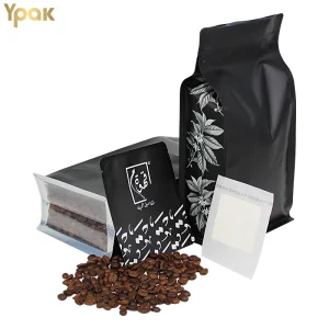 China Custom Mylar Compostable Bottom Transparent Ziplock Coffee Bean Packaging Bag With Window Supplier, Suppliers