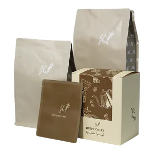 China Compostable Matte Mylar Kraft Paper Coffee Bag Set Packaging With Zipper Suppliers, Factory