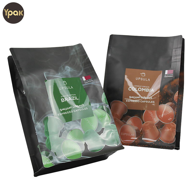 Custom Custom Printing UV Logo Plastic Mylar Flat Bottom Bags Capsule Coffee Packaging Pouch With Valve Manufacturers, Suppliers