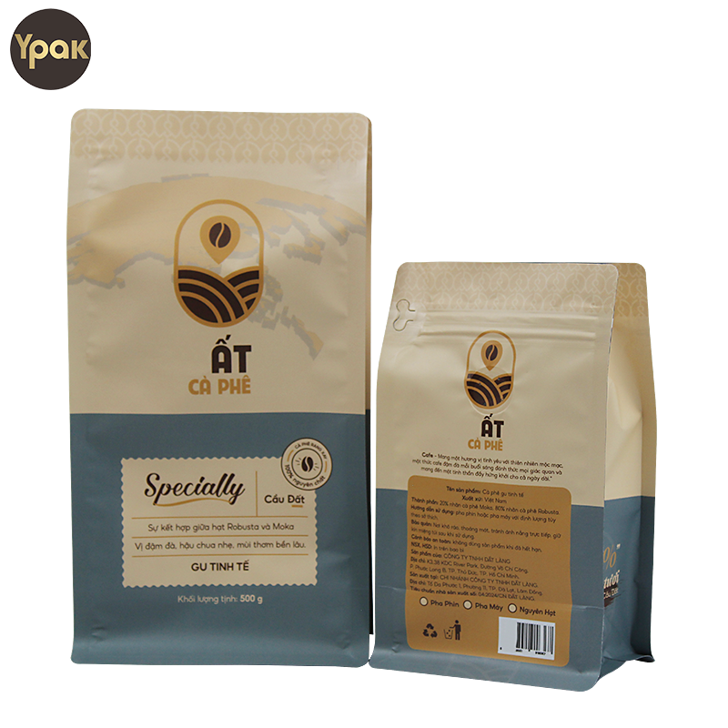 Custom Custom Printing Recyclable 250g 500g Flat Bottom Coffee Bags For Coffee Bean Packaging Manufacturers, Factory