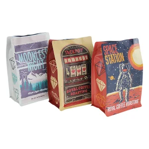 China UV Kraft Paper Flat Bottom Coffee Bag With Valve For Coffee/Tea Packaging Supplier, Factories