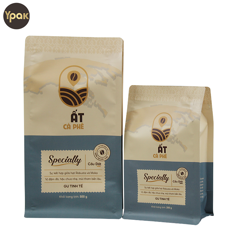 Custom Custom Printing Recyclable 250g 500g Flat Bottom Coffee Bags For Coffee Bean Packaging Manufacturers, Factory