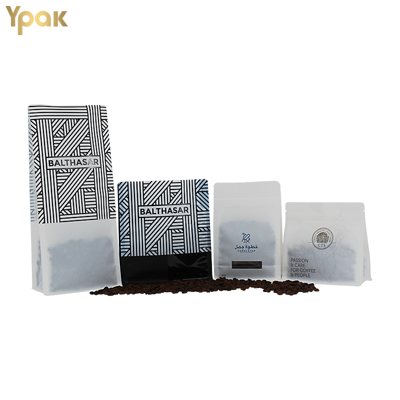 Custom Customize Printed Logo Resealable Clear Stand Up Coffee Pouch Bags With Window For Coffee Packaging Suppliers, Factory