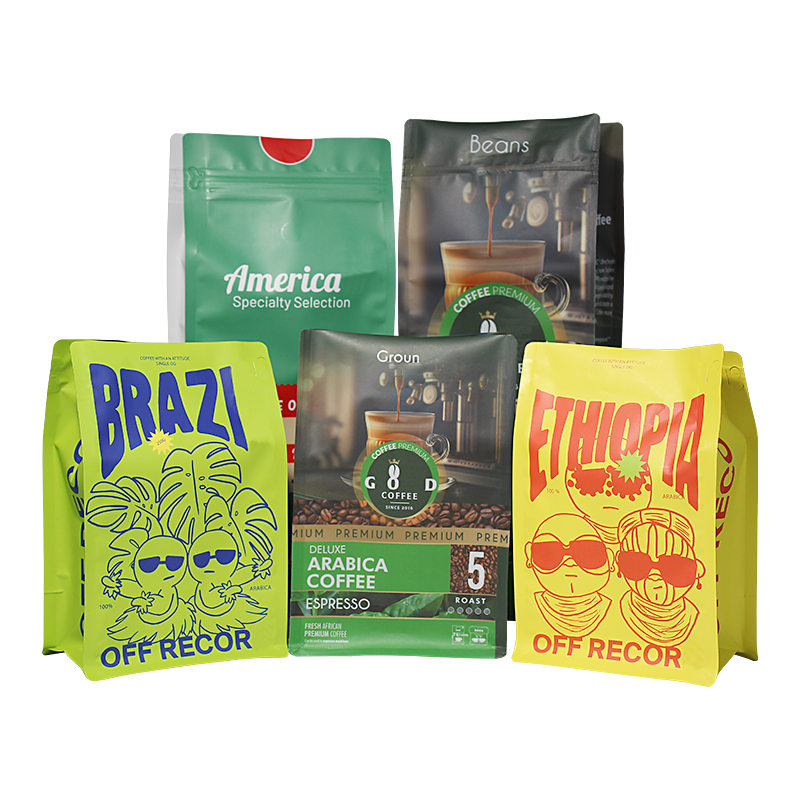 Wholesale Printing Recyclable/Compostable Flat Bottom Coffee Bags For Coffee Bean/Tea/Food Supplier, Factories