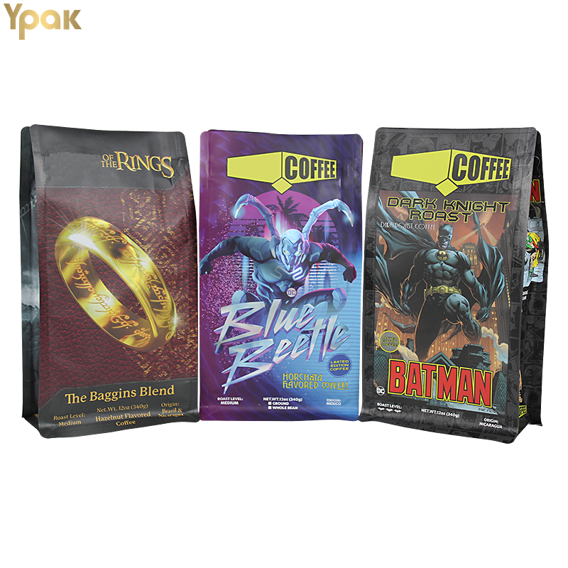 Custom Wholesale DC Brand Superman Anime Design Plastic Flat Bottom Coffee Bags Manufacturers, Factory
