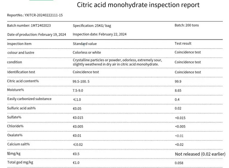 High-Quality Citric Acid Monohydrate Food Grade Daily Chemicals Raw Material Additive Acid Citric Monohydrate CAS 5949-29-1 Factory, Exporters