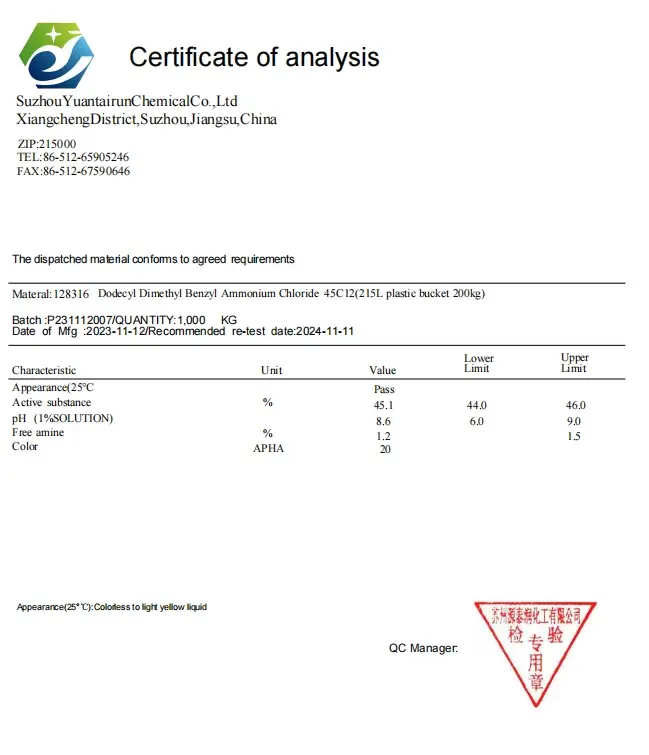 High-Quality Dodecyl Dimethyl Benzyl Ammonium Chloride 1227 /DDBAC/BKC CAS 139-07-1 Suppliers, Exporters