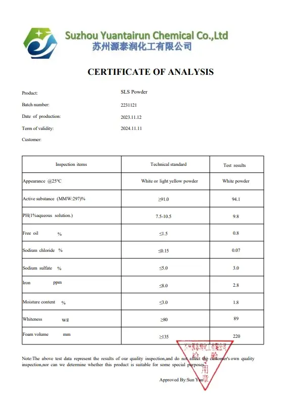 High-Quality SLS Powder Sls/sds/ K12 Powder  Sodium Lauryl Sulfate Washing Additives Detergent CAS 68585-47-7/151-21-3 Factories, Exporters