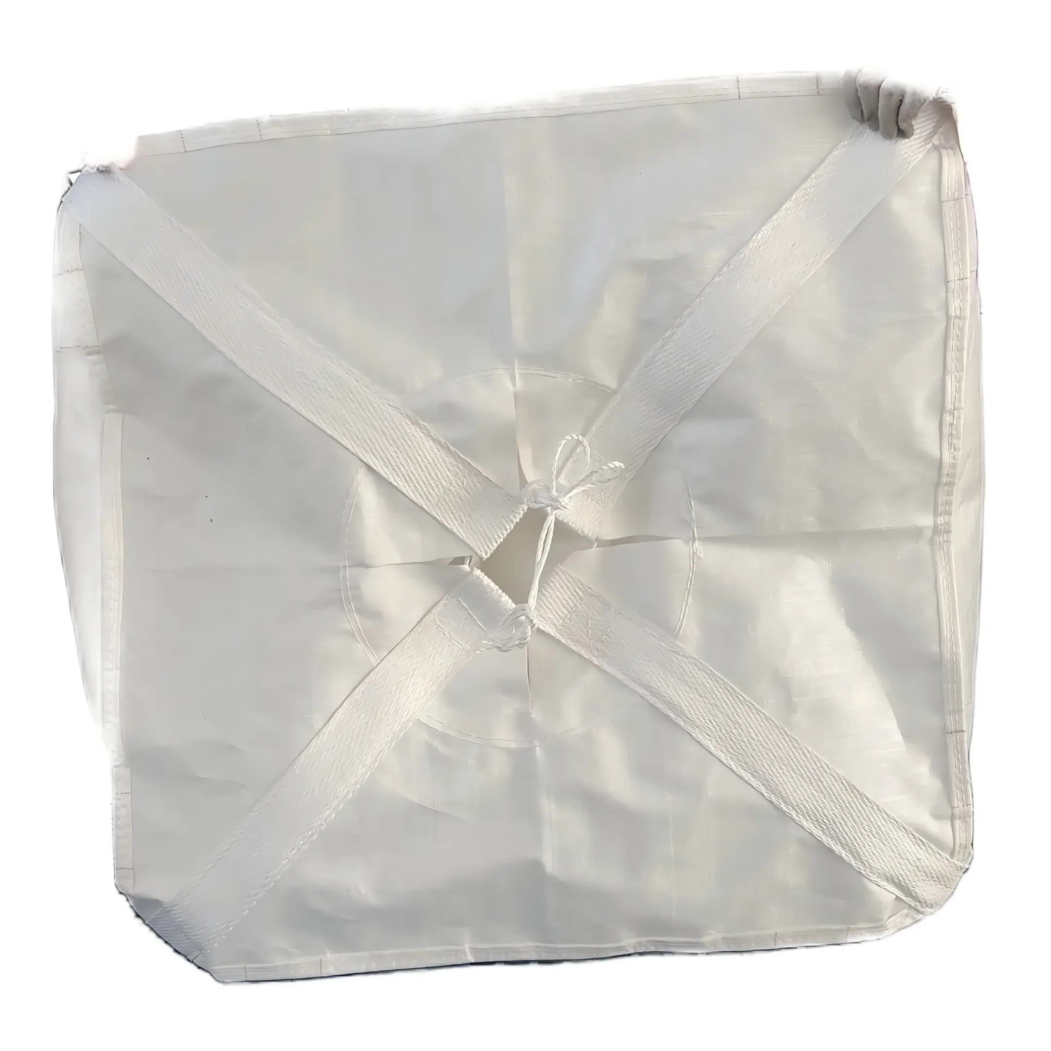 Famous 1.5 Ton Two Loops FIBC Bulk Bag for Petroleum Coke Granules | Top Duffle Skirt & Bottom Discharge Spout, Cross Corner Base Factory, Service