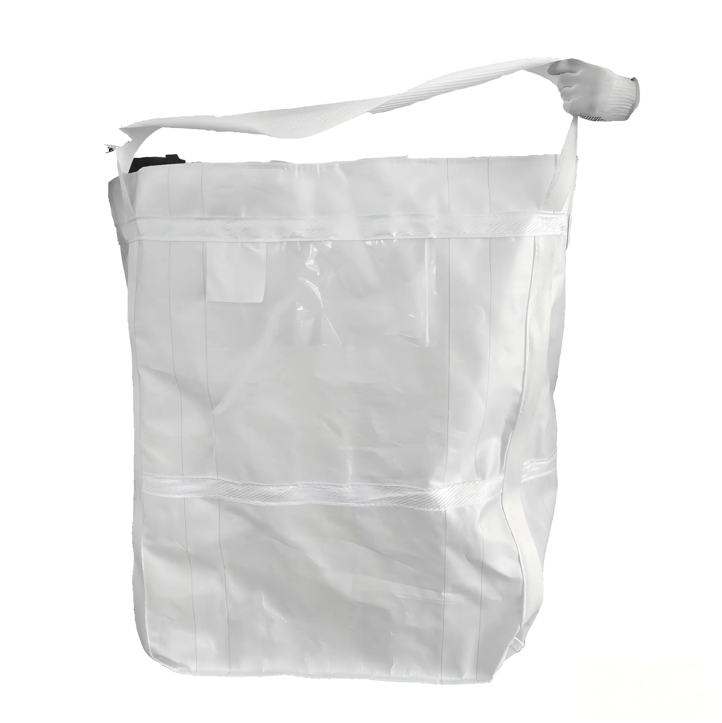 Famous 1.5 Ton Two Loops FIBC Bulk Bag for Petroleum Coke Granules | Top Duffle Skirt & Bottom Discharge Spout, Cross Corner Base Factory, Service