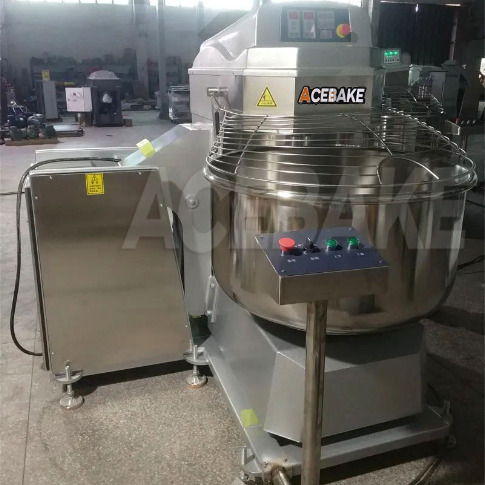 Equipamento de Padaria Máquina de Fazer Pão 130L50kg Misturador de Pão Auto-Inclinável Misturador de Massa de Descarte Misturador Espiral Equipamento de Mistura de Massa Máquina de Sova de Massa