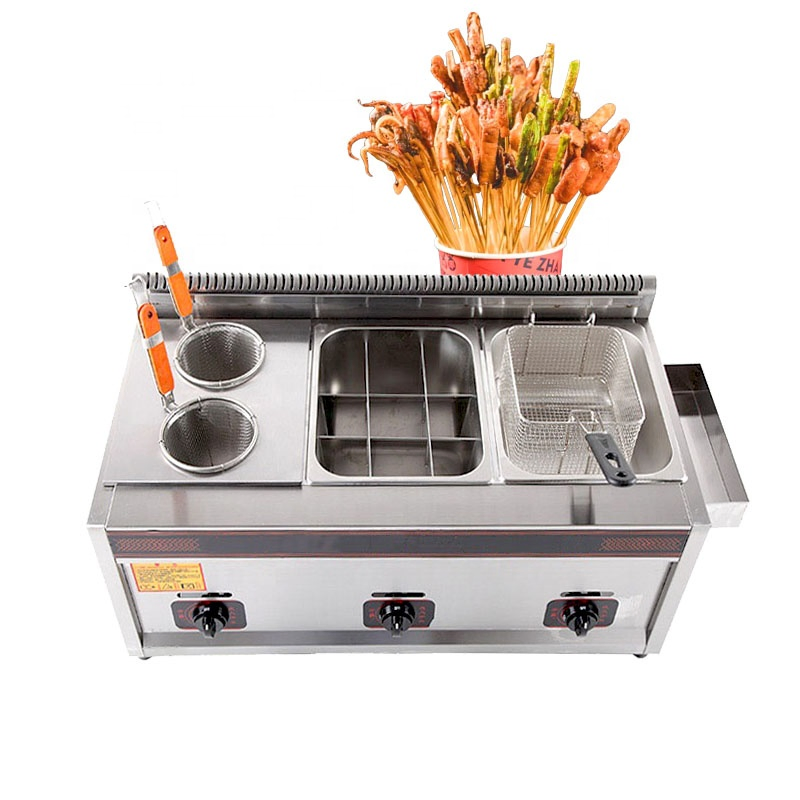 Fogão Comercial Multifuncional a Gás, Fritadeira, Cozinha de Macarrão, Vaporizador