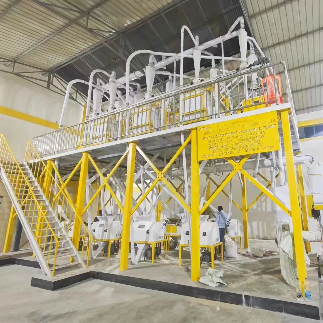 Planta de Moinho de Trigo Completo Padrão Europeu 60tpd para Fabricação de Massa e Pão Processamento Industrial de Grãos