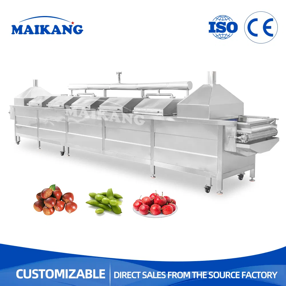 Cozinheiro a Vapor de Cozinha Contínuo e Automático para Preparação de Carne em Hambúrguer, Linha de Cozimento a Vapor de Pratos Preparados para Carne de Frango e Pato