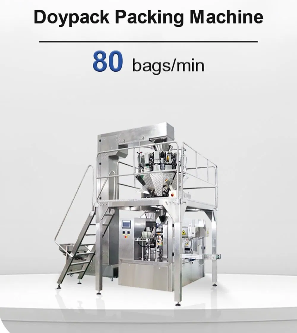 Máquina de Embalagem Rotativa para Sacos Pré-Fabricados com Recheio e Tampagem Digital de Alta Velocidade SUS304