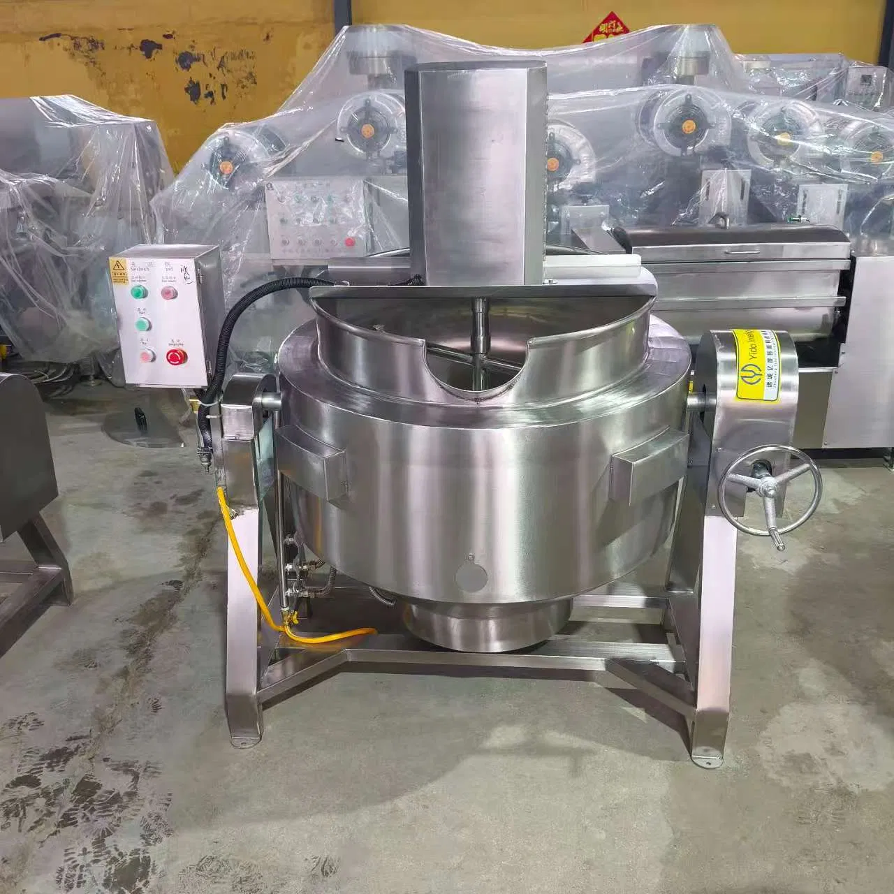Cozinha Automática Completa 100L-1000L Caldeira com Jaqueta Elétrica de Indução Eletromagnética/Gás/Vapor com Agitador