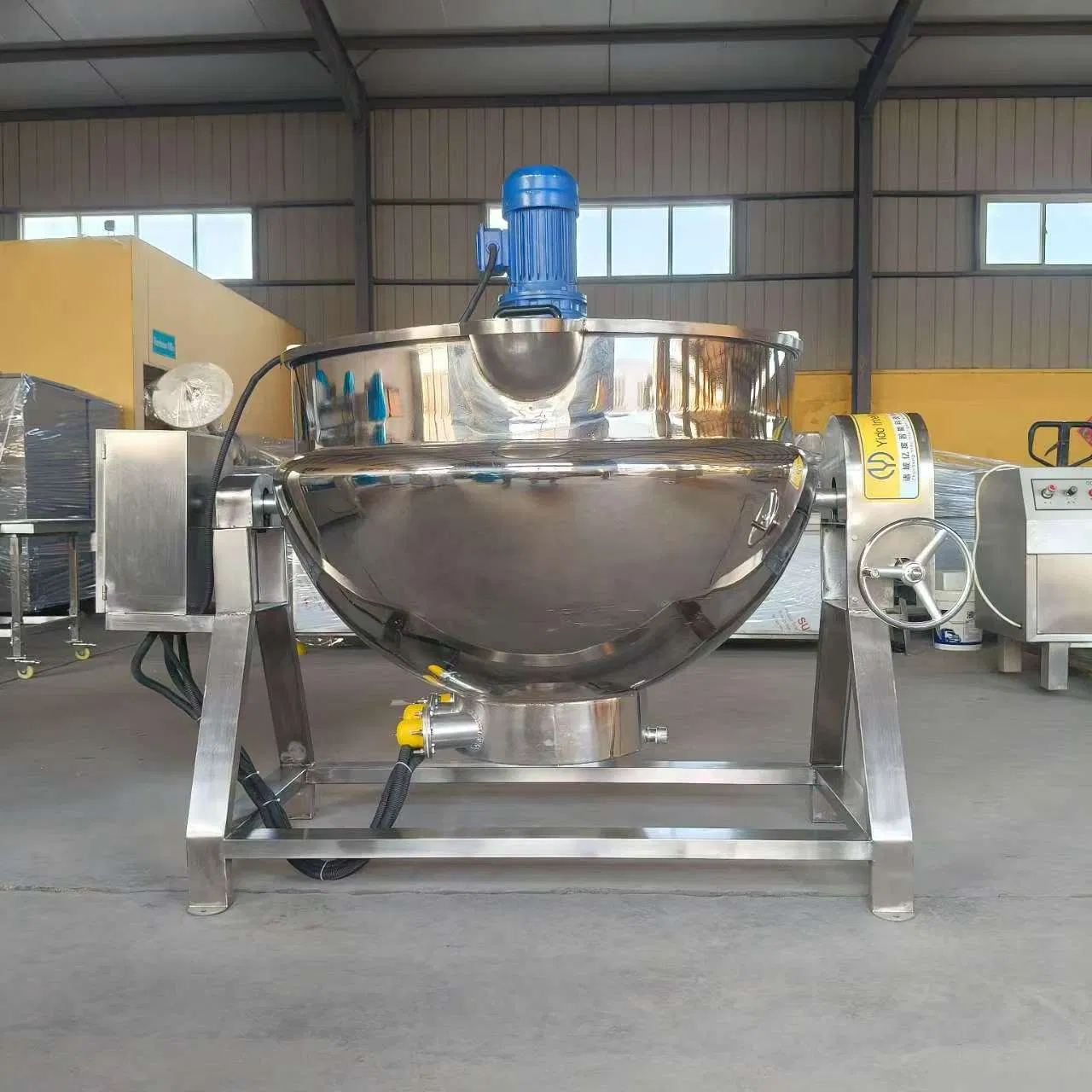 Panela de Cozinha Industrial 300L Caldeira Cozinhada a Vapor com Misturador Cozinhador de Dupla Jaqueta para Produção de Sopa Molho Geleia