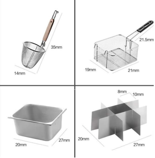 Fritadeira elétrica comercial combinada para cozinhar macarrão, fogão picante, frango frito aromático e batatas fritas, equipamento para lanches