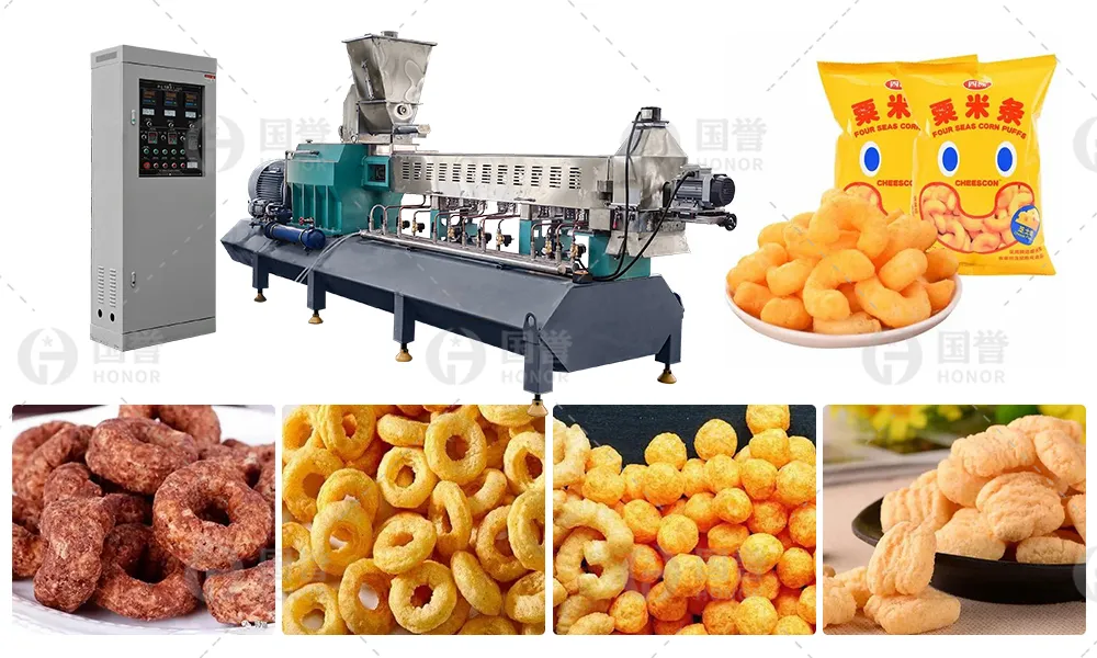 Máquina de Formação de Alimentos Puffados Inteligente Sistema de Produção de Snacks Recheados Totalmente Automatizado Máquina de Fazer Alimentos Puffados com Controle de Precisão