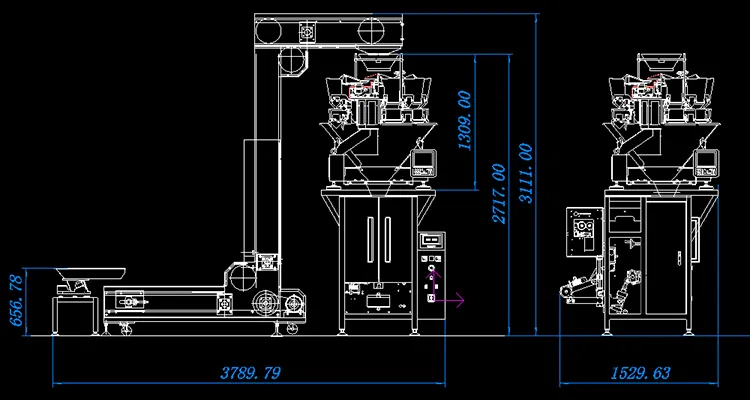Máquina de Embalagem de Pesagem Automática de Noodles Industriais para Pacotes de Pasta