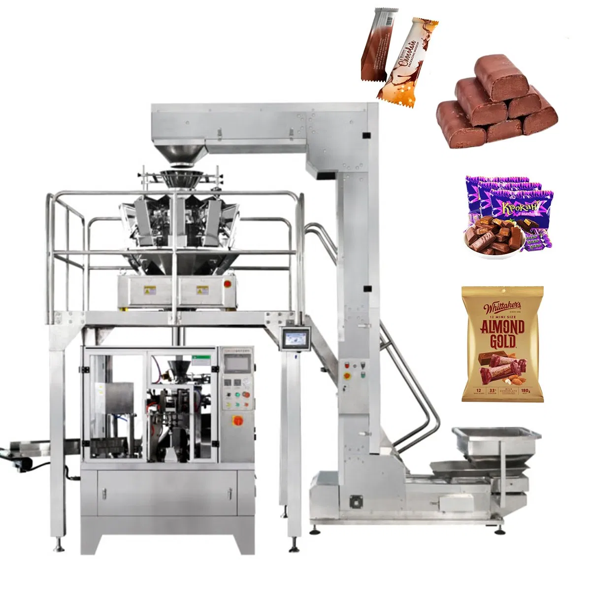 Barras de Chocolate, Pedacinhos, Lanches, Sacos em Pé, Sacos Planos, Zíper, Doypack Multifuncional, Sistemas de Embalagem