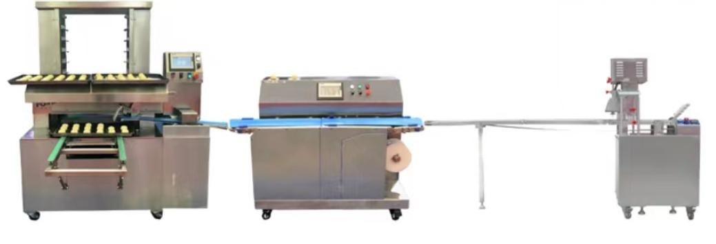 Linha de Produção de Pão Cozido a Vapor Totalmente Automática Máquina Cortadora de Pão Máquina de Sova de Massa Máquina de Reformar Massa Máquina de Formar Pão Depositor de Recheio de Pão