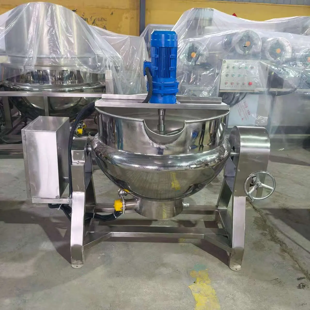 300L/500L1000L Misturador de Açúcar para Doce de Manteiga Elétrica Agitador de Panela a Gás Máquina de Cozinha Caldeira Revestida por Indução Eletromagnética