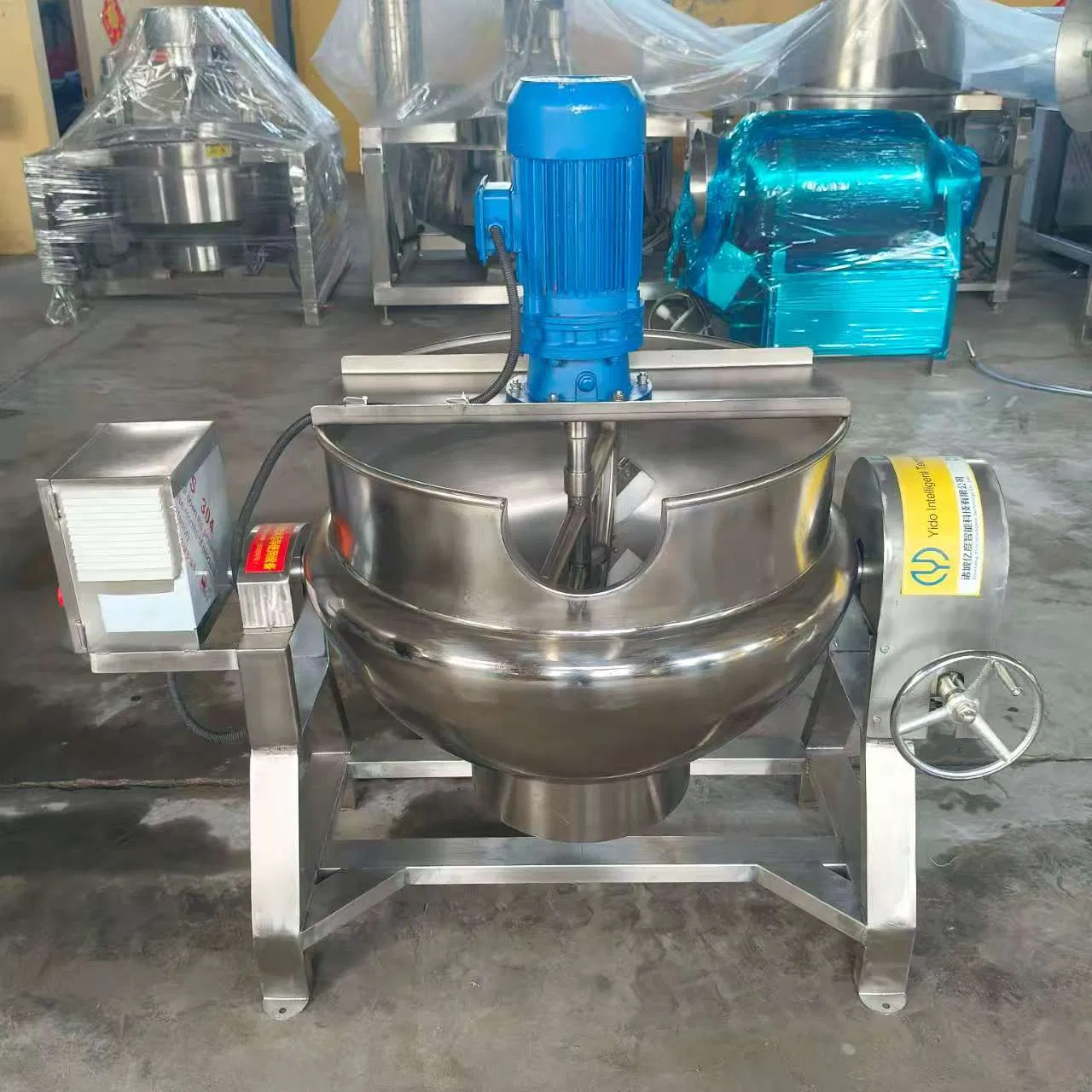 Cozinha Automática Completa 100L-1000L Caldeira com Jaqueta Elétrica de Indução Eletromagnética/Gás/Vapor com Agitador
