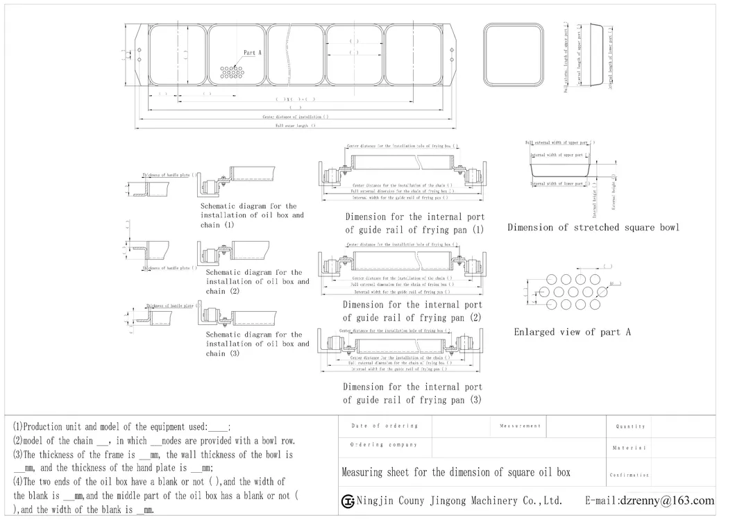Desenho de Medição da Caixa de Fritar 1