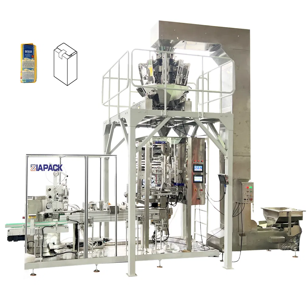 Máquina automática de formação, enchimento e rotulagem de sacos planos de fundo reto