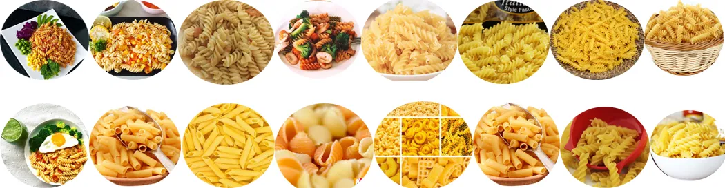 Amostras de macarrão e massas
