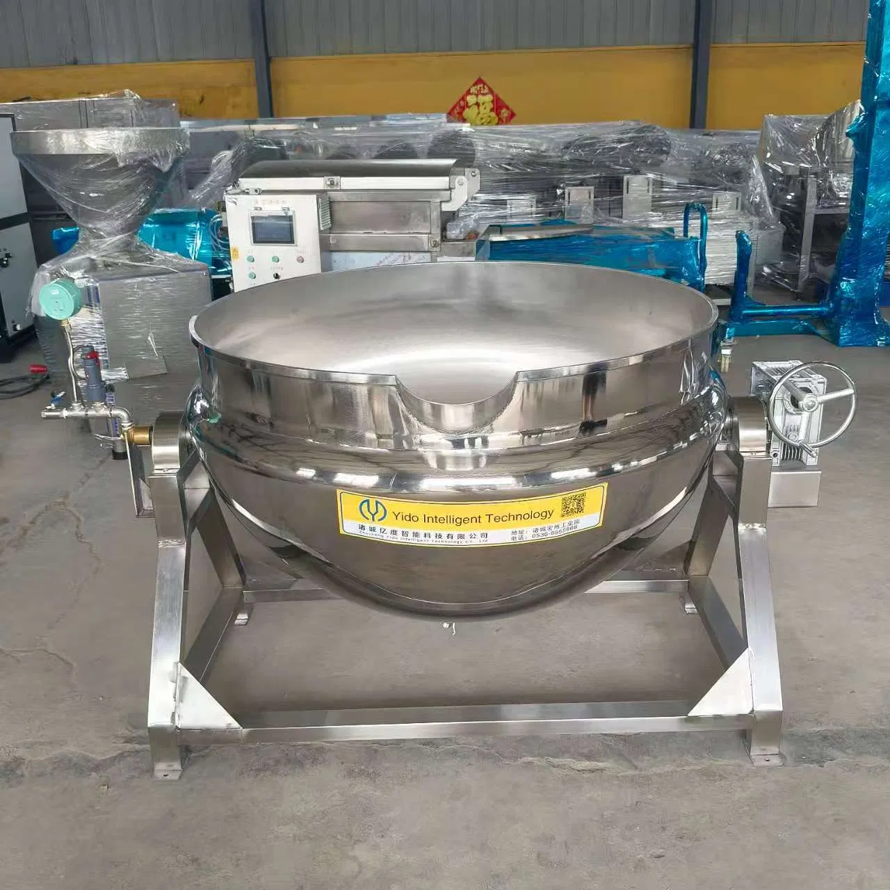 Cozinha Automática Completa 100L-1000L Caldeira com Jaqueta Elétrica de Indução Eletromagnética/Gás/Vapor com Agitador