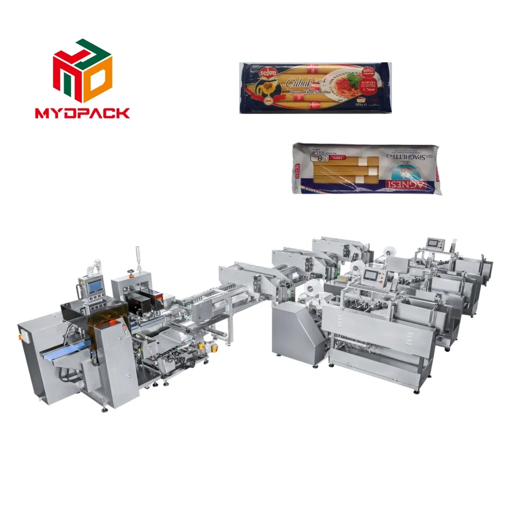 Máquina de Embalagem de Sacos Plásticos Tridimensionais para Noodles Planos, Sistema de Embalagem Tipo Almofada para Noodles Secos