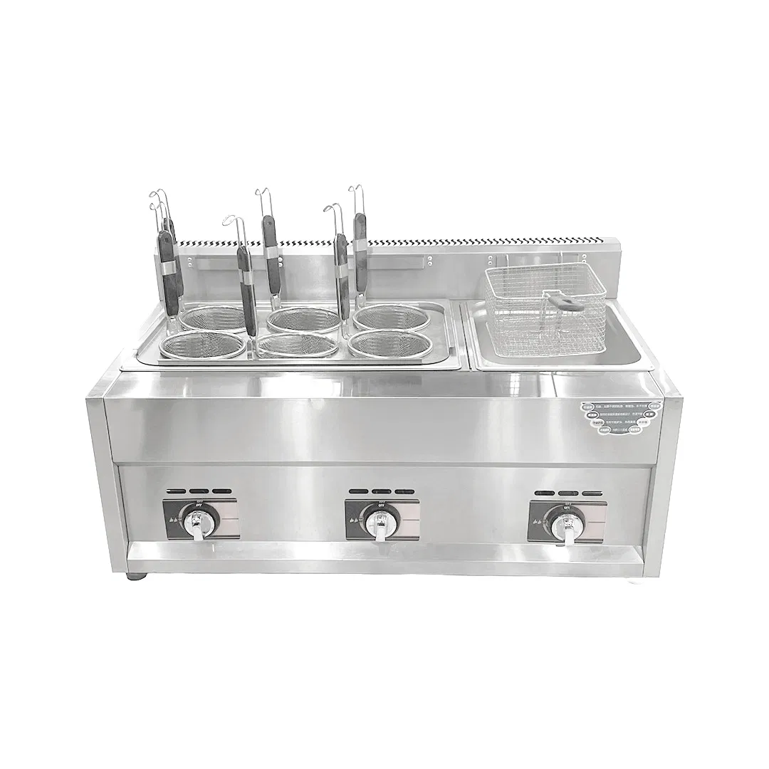 Fogão Comercial Multifuncional a Gás, Fritadeira, Cozinha de Macarrão, Vaporizador