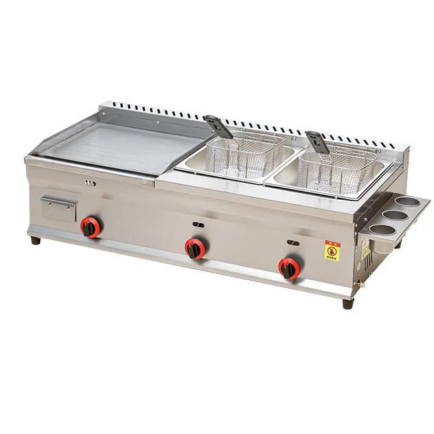 Fogão Comercial Multifuncional a Gás, Fritadeira, Cozinha de Macarrão, Vaporizador