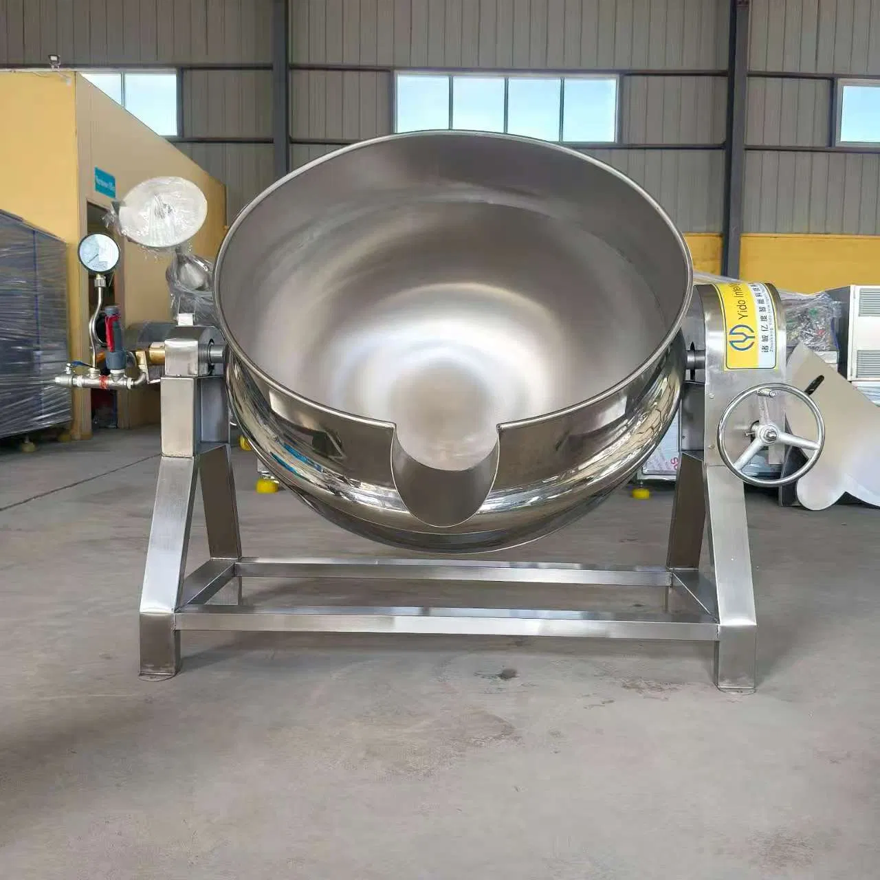 Panela de Cozinha Elétrica Industrial Portátil 100L/500L Caldeira com Jaqueta a Vapor Máquina de Cozinha a Gás Caldeira Jaquetada SUS304 para Uso em Fábrica de Alimentos