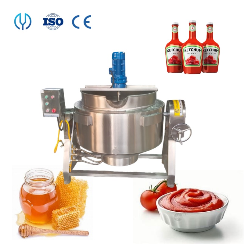 100L-1000L Caldeira Elétrica a Gás/Vapor Caldeira Revestida Panela de Cozinha para Suco Misturador Molho Sopa Caldeira Revestida Máquina de Fritura
