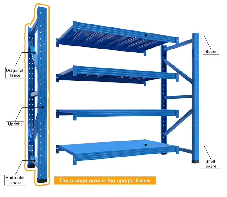 YZ Custom Adjustable 4-Tier Heavy Duty Steel Stackable Storage Rack with Corrosion Protection for Warehouse Industrial Use