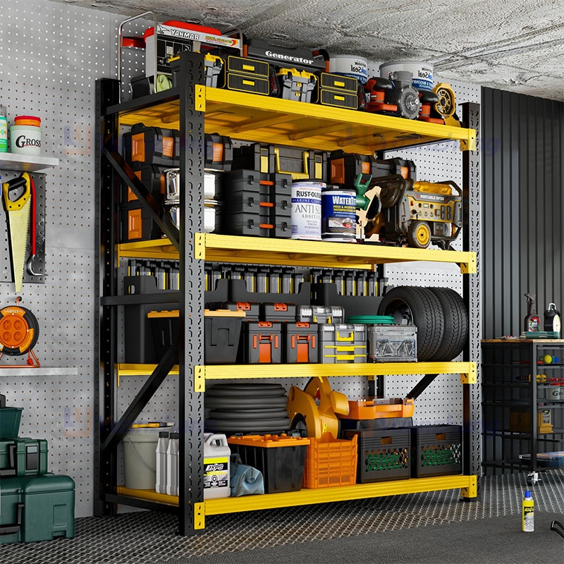 YZ Steel Powder Coated Slot-in Shelving, Medium & Heavy Duty Longspan Rack, Industrial Storage for Auto Parts Warehouse