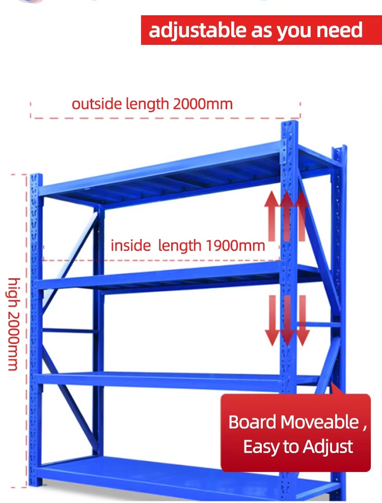 Medium Duty Steel 5-Layer Warehouse Rack with Adjustable Shelves for Clothing Storage