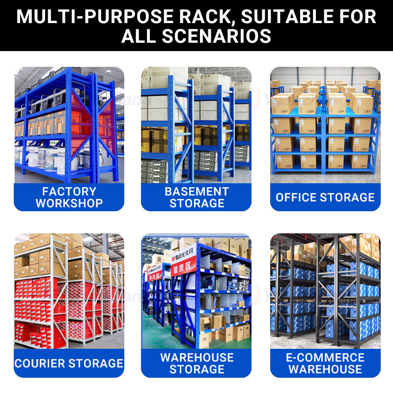 Adjustable Light Steel Warehouse Shelving, Multi-layer Commercial & Household Storage Rack, Bolt-fixed Garage Shelf