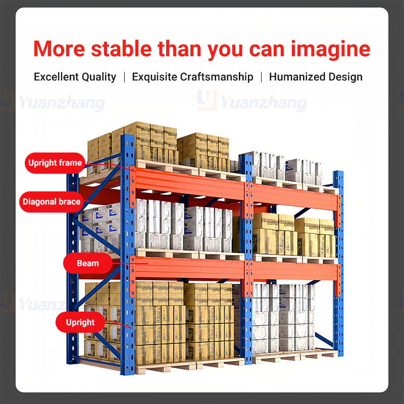 YZ Four-Layer Boltless Warehouse Storage Rack Shelf Black Steel Racking for Stacking Racks Shelves for Product Display