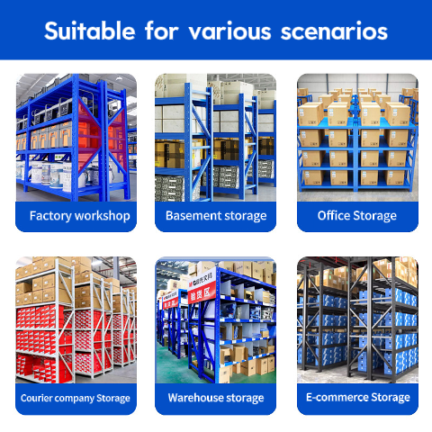 Adjustable Light Steel Warehouse Shelving, Multi-layer Commercial & Household Storage Rack, Bolt-fixed Garage Shelf