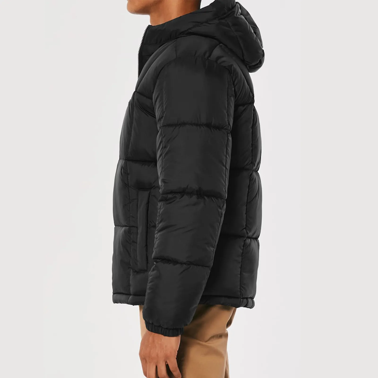 Black Puffer Jacket With Hood​ Custom