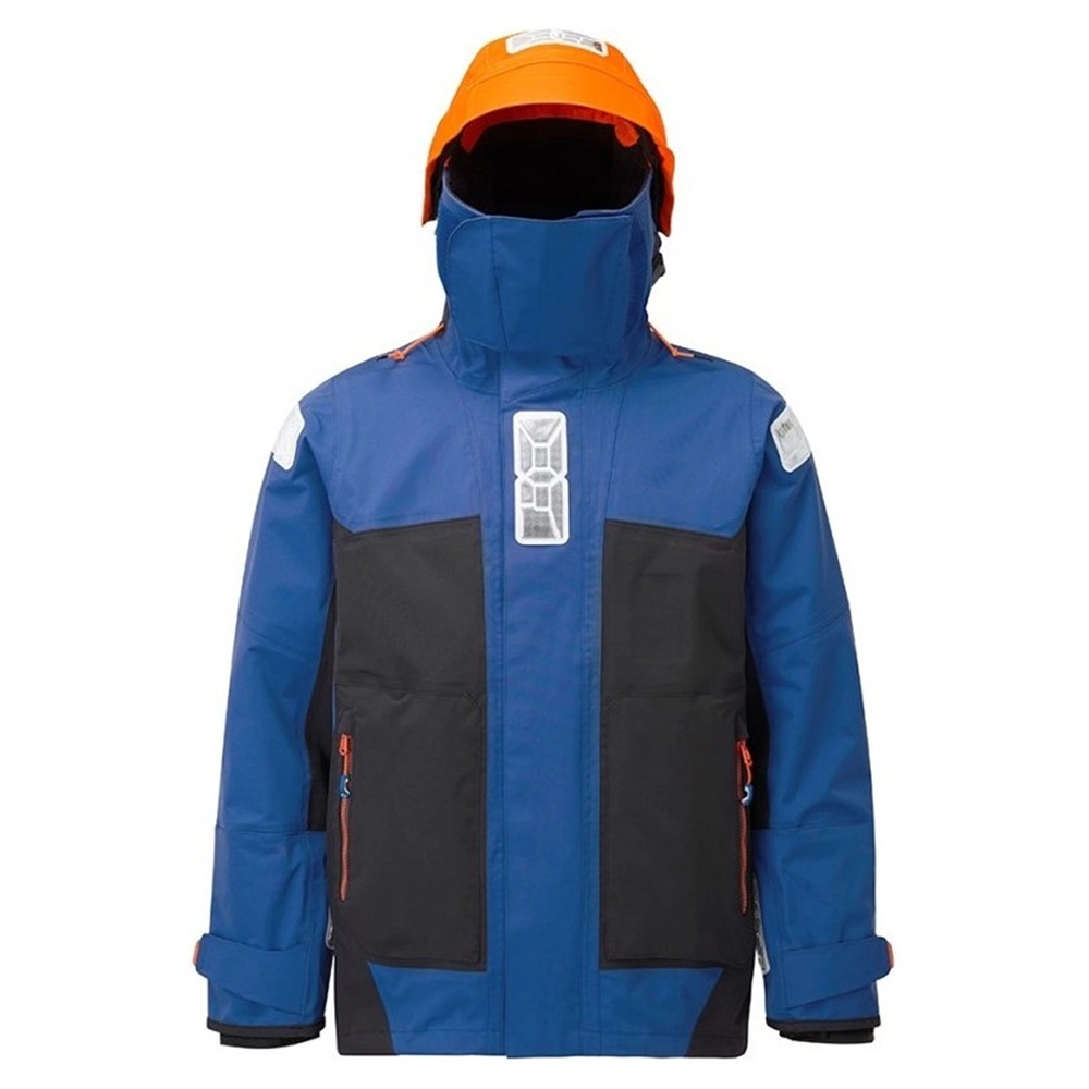 Sailing Blue Jacket: Windproof Waterproof Orange Accents Reflective